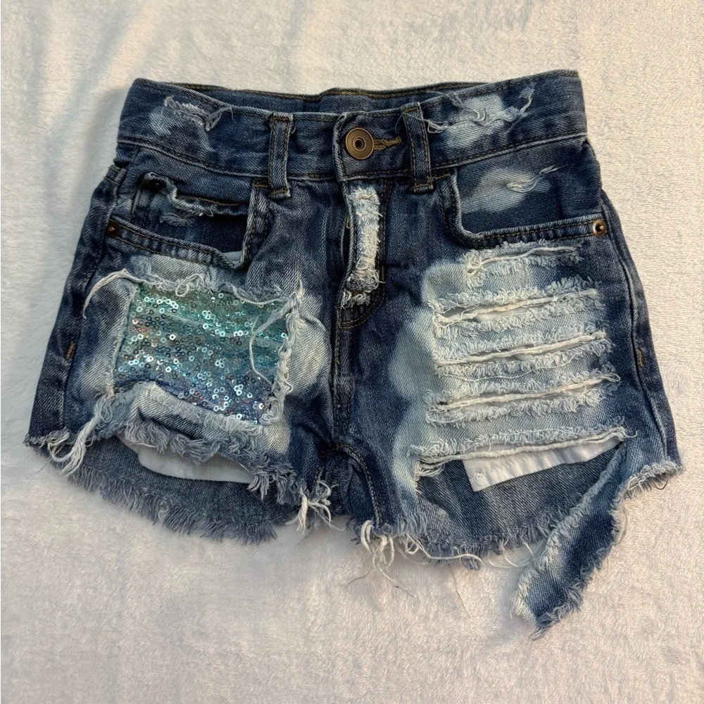 The Children’s Place Custom Distressed Boyfriend Shorts with Sequin Accent